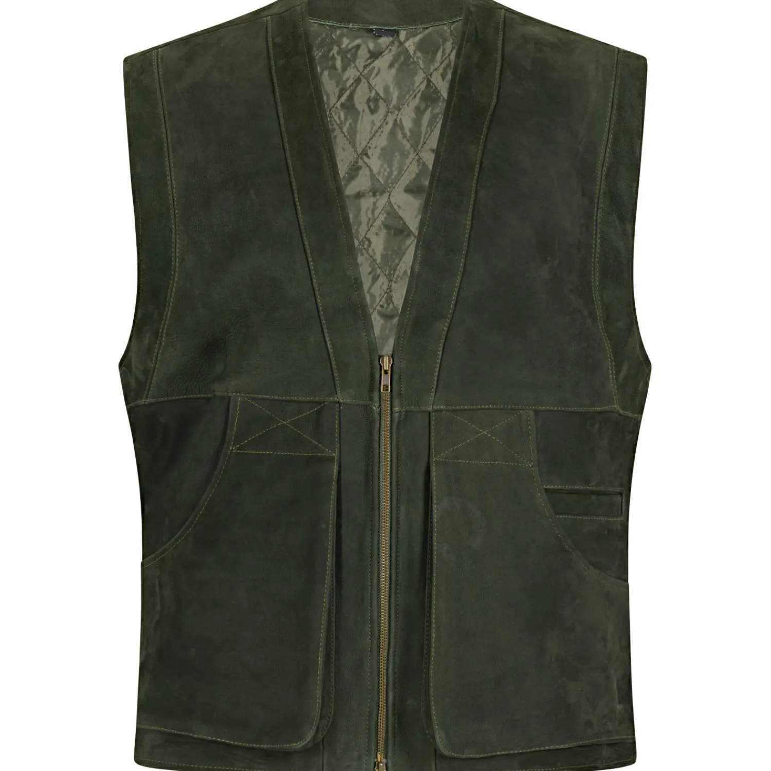 il Lago Prestige Lederweste Field Vest Herren (Oliv)< Outdoor- & Anglerwesten