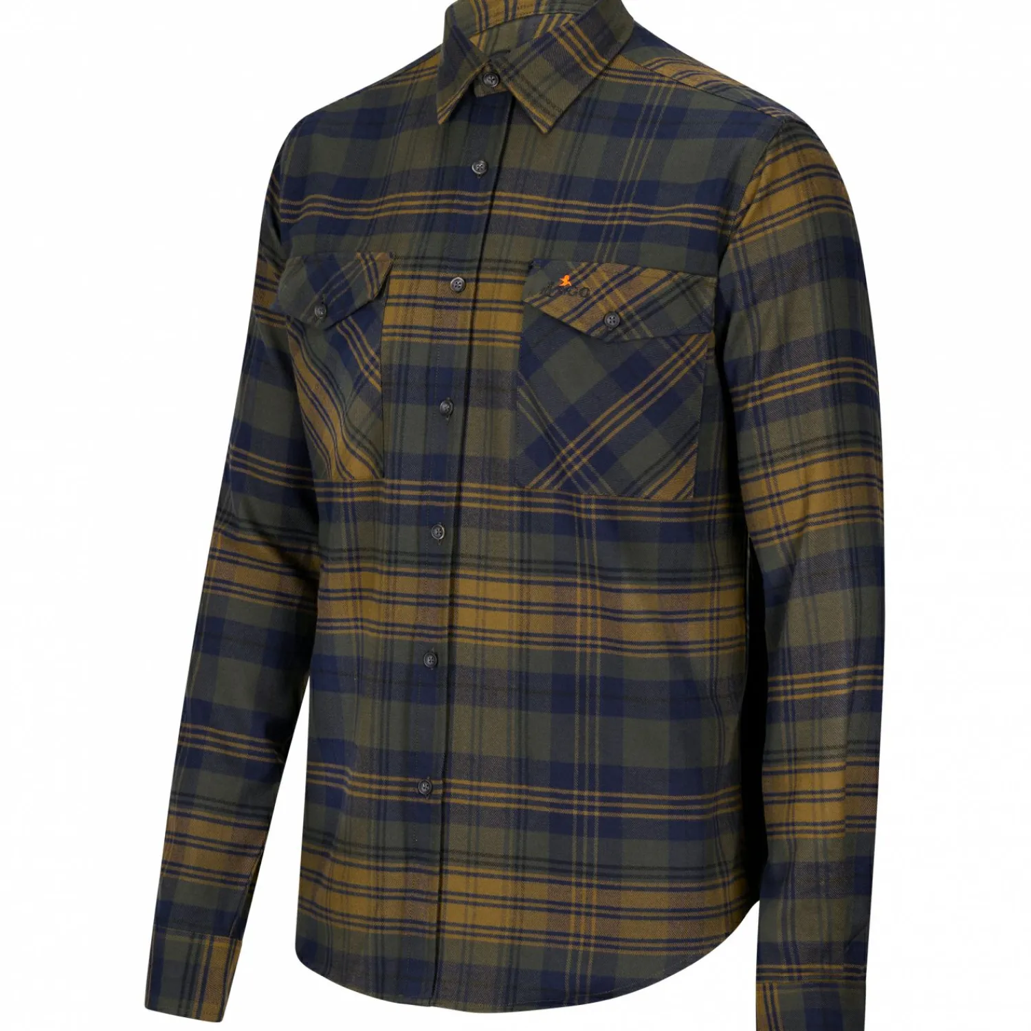 il Lago Prestige Outdoor Flanell-Hemd Torben Herren (Oliv/Blau)< Outdoor- & Angelhemden