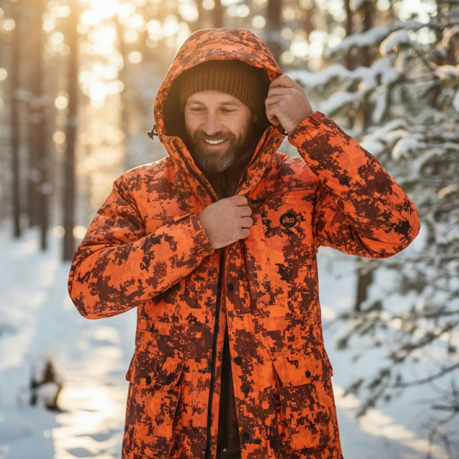 Discount Parka Arctic Herren (Orange Camouflage) Outdoor- & Angel-Jacken
