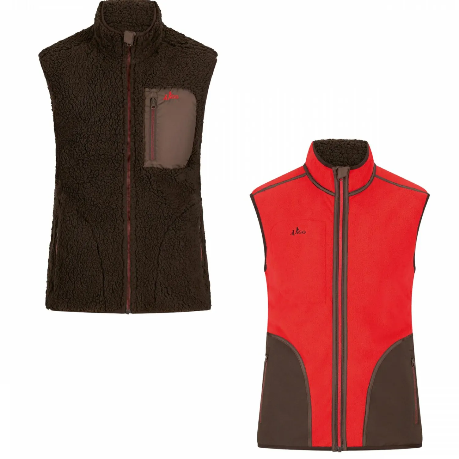 il Lago Prestige Teddyfleece-Weste Herren (Braun/Rot)< Outdoor- & Anglerwesten