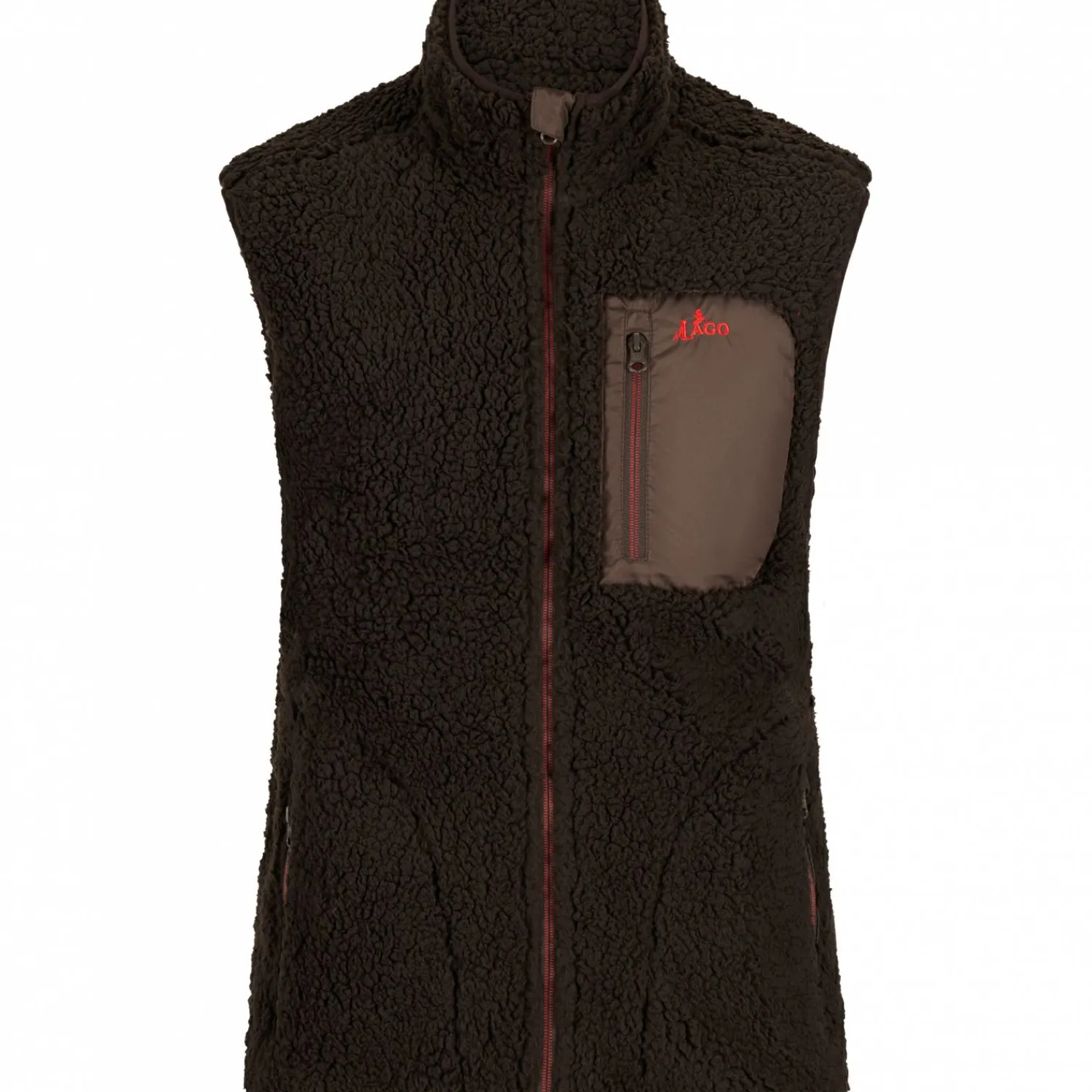 il Lago Prestige Teddyfleece-Weste Herren (Braun/Rot)< Outdoor- & Anglerwesten