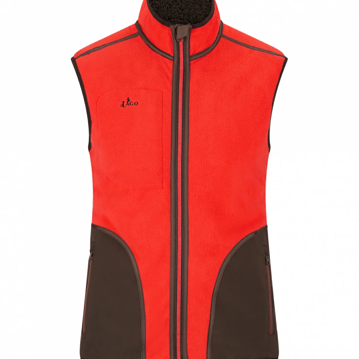 il Lago Prestige Teddyfleece-Weste Herren (Braun/Rot)< Outdoor- & Anglerwesten