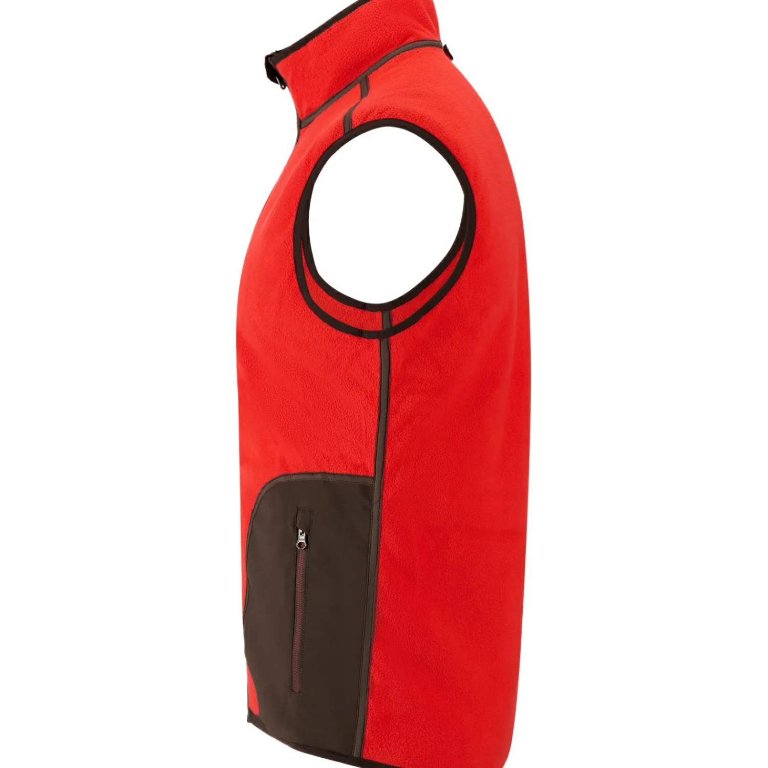 il Lago Prestige Teddyfleece-Weste Herren (Braun/Rot)< Outdoor- & Anglerwesten