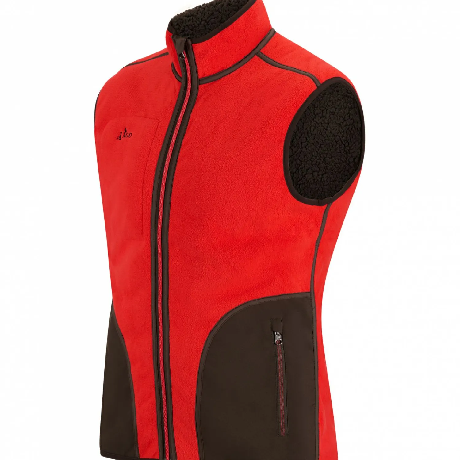 il Lago Prestige Teddyfleece-Weste Herren (Braun/Rot)< Outdoor- & Anglerwesten
