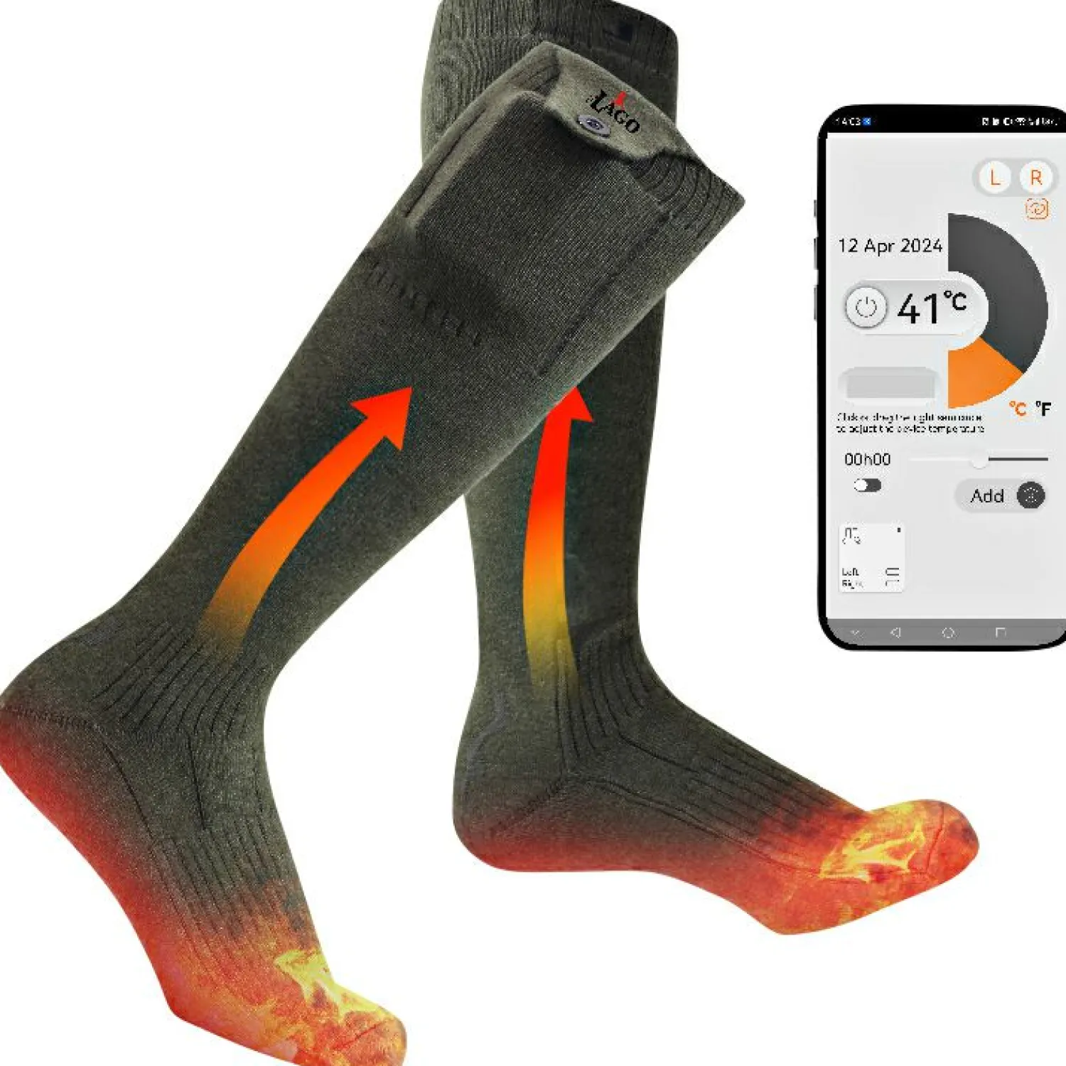 il Lago Red Level Heizsocken Flex Pro X Unisex (Oliv)< Beheizbare Bekleidung