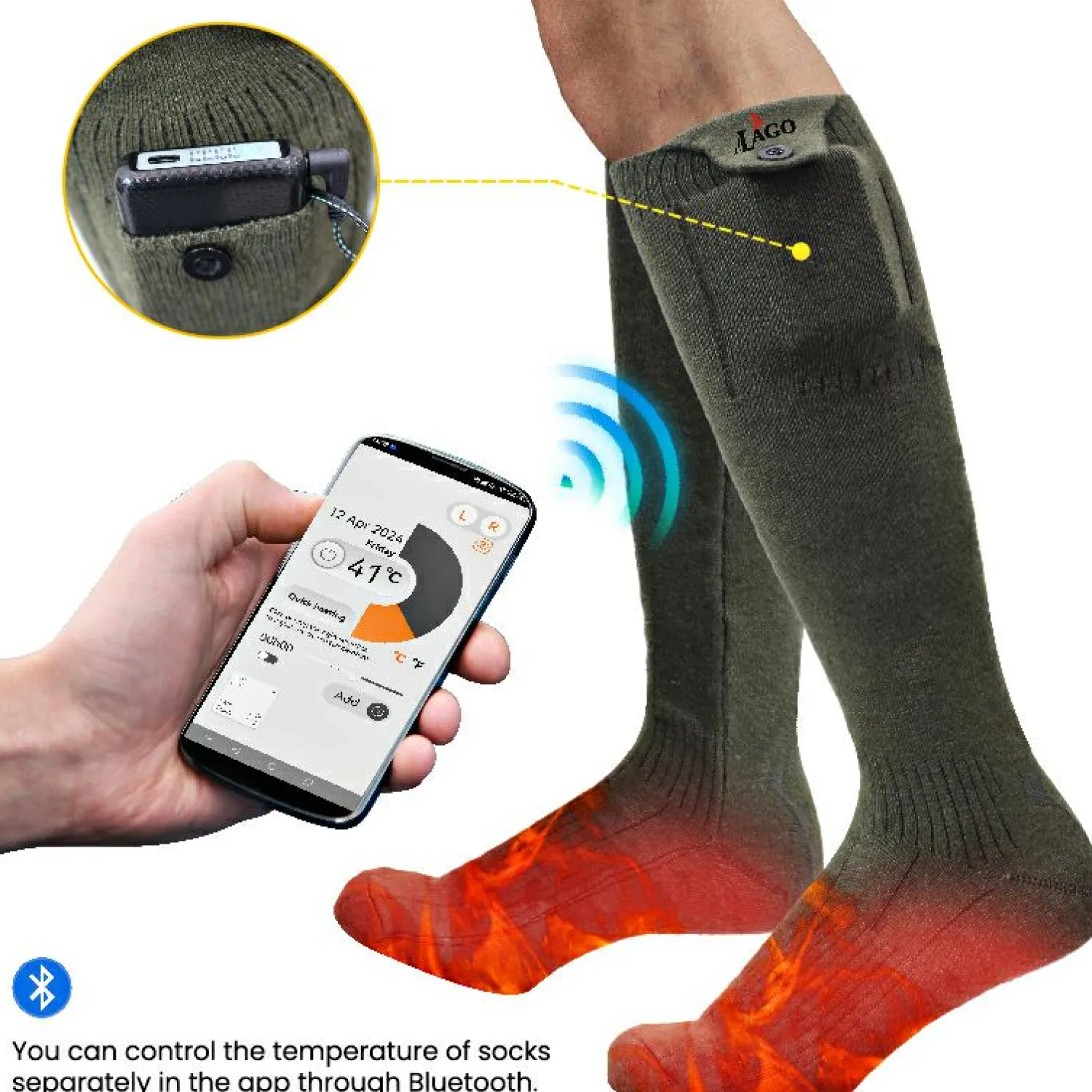 il Lago Red Level Heizsocken Flex Pro X Unisex (Oliv)< Beheizbare Bekleidung