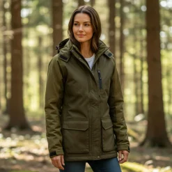 Outlet Funktionsjacke Huntress Damen (Dunkeloliv/Braun) Damen Damen Angeljacken & -Westen