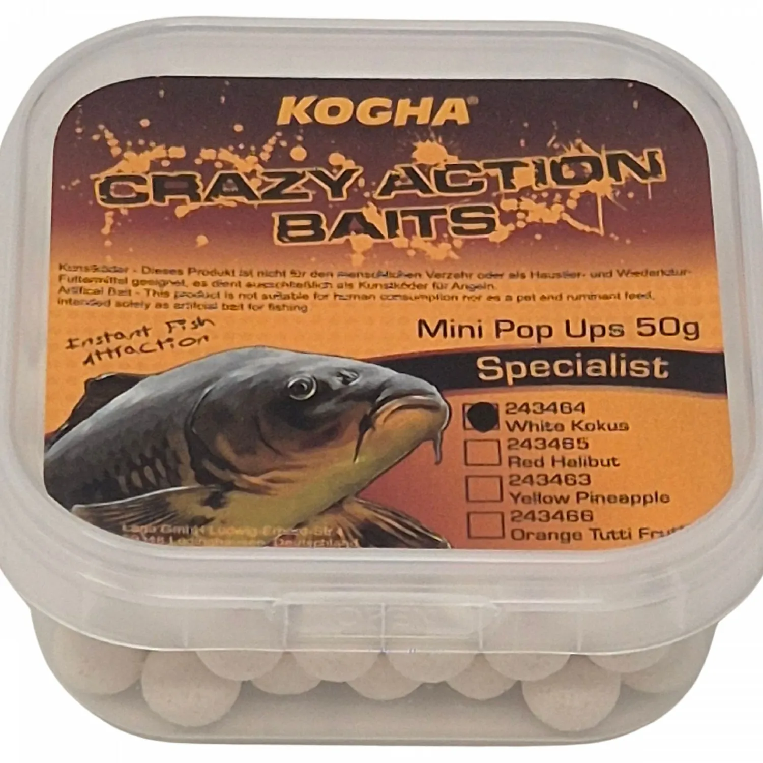 Kogha Crazy Action Baits Mini Pop Ups (Kokos)< Karpfenfutter·Boilies & Popup Boilies|Karpfenfutter