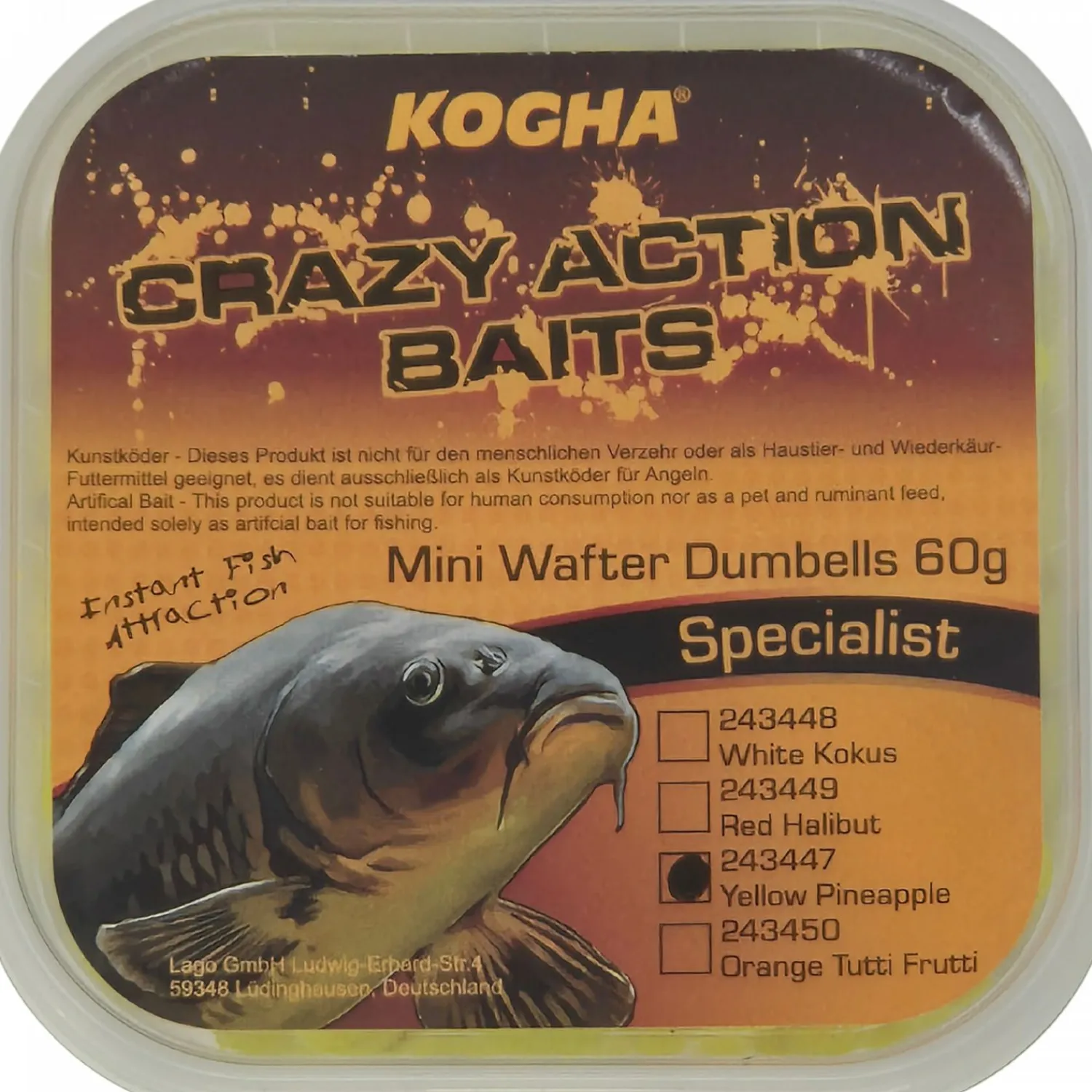 Hot Crazy Action Baits Mini Wafter Dumbells (Ananas) Karpfenfutter·Boilies & Popup Boilies|Karpfenfutter