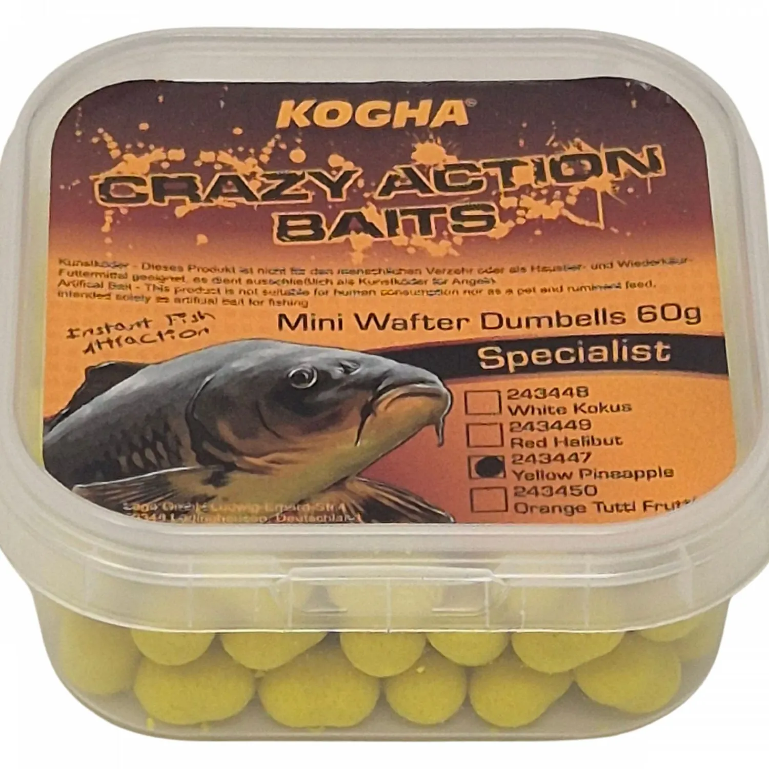 Hot Crazy Action Baits Mini Wafter Dumbells (Ananas) Karpfenfutter·Boilies & Popup Boilies|Karpfenfutter