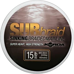 Korda Angelschnur Subbraid (grün, 450 m)< Geflochtene Schnüre