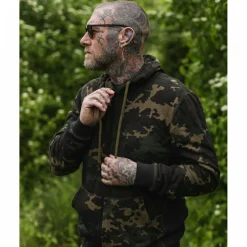 Korda Zip Hoodie Dark Kamo< Angelpullover & -Strickjacken