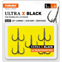 Online Lieblingsköder Fukura Ultra X Drillinge (black) Raubfischangeln-Zubehör|Angelhaken