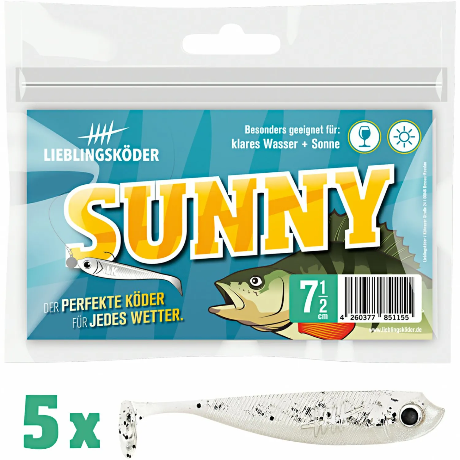 Lieblingsku00f6der Lieblingsköder Gummifisch Barschköder (7,5 cm, Sunny)< Gummiköder ·Gummifische & Shads|Raubfischangeln Kunstköder