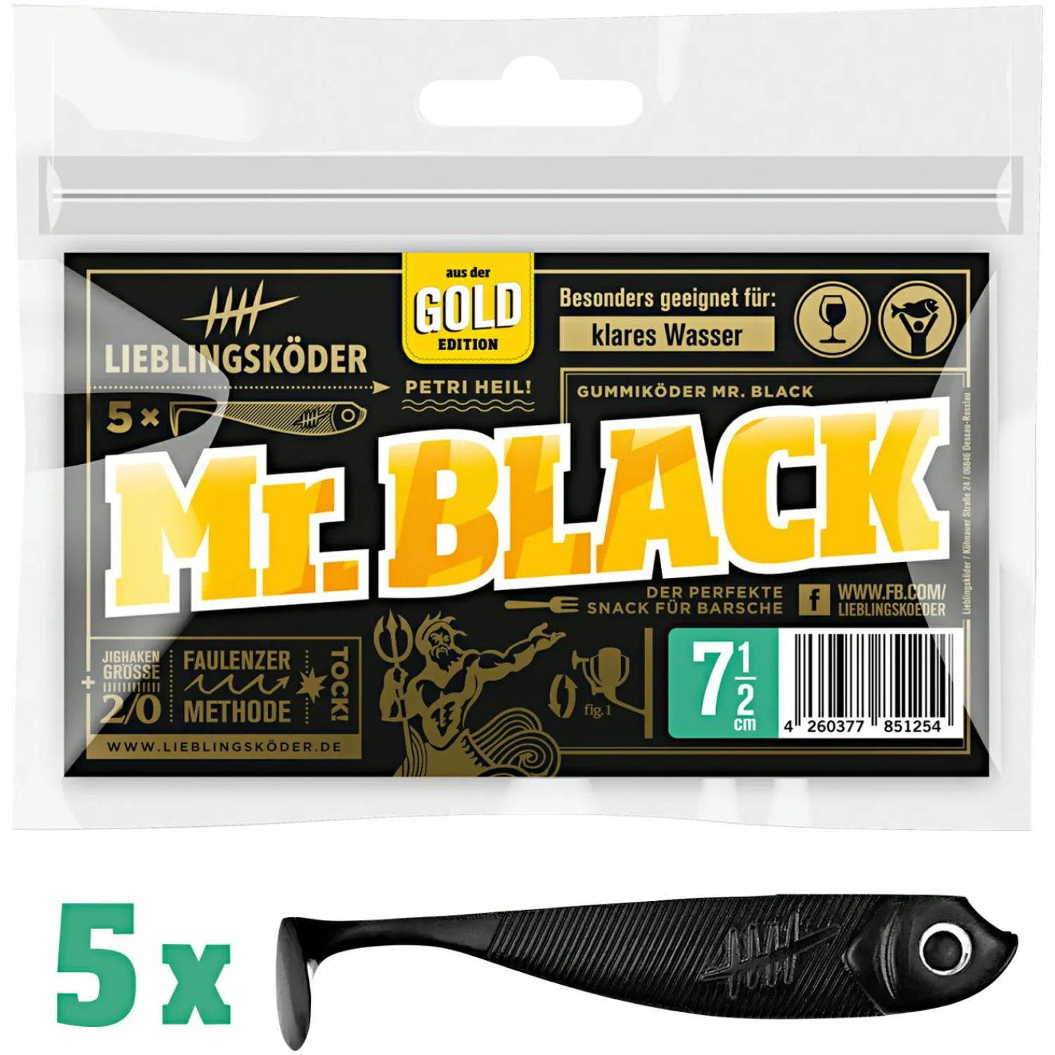 Online Lieblingsköder Gummifisch Barschköder (7,5 cm, Mr.Black) Gummiköder ·Gummifische & Shads|Raubfischangeln Kunstköder