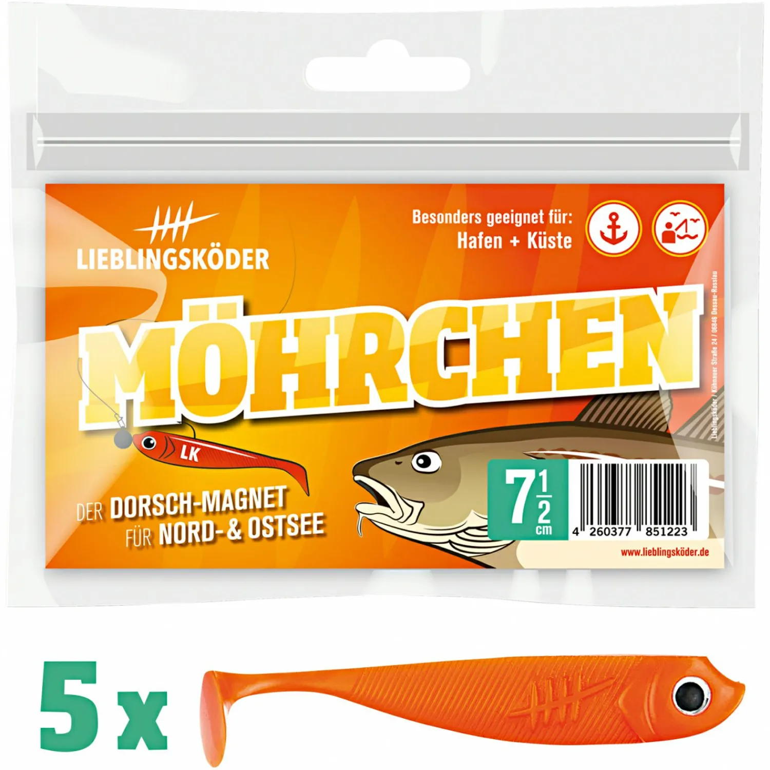 Lieblingsku00f6der Lieblingsköder Gummifisch Barschköder (7,5 cm, Möhrchen)< Gummiköder ·Gummifische & Shads|Raubfischangeln Kunstköder