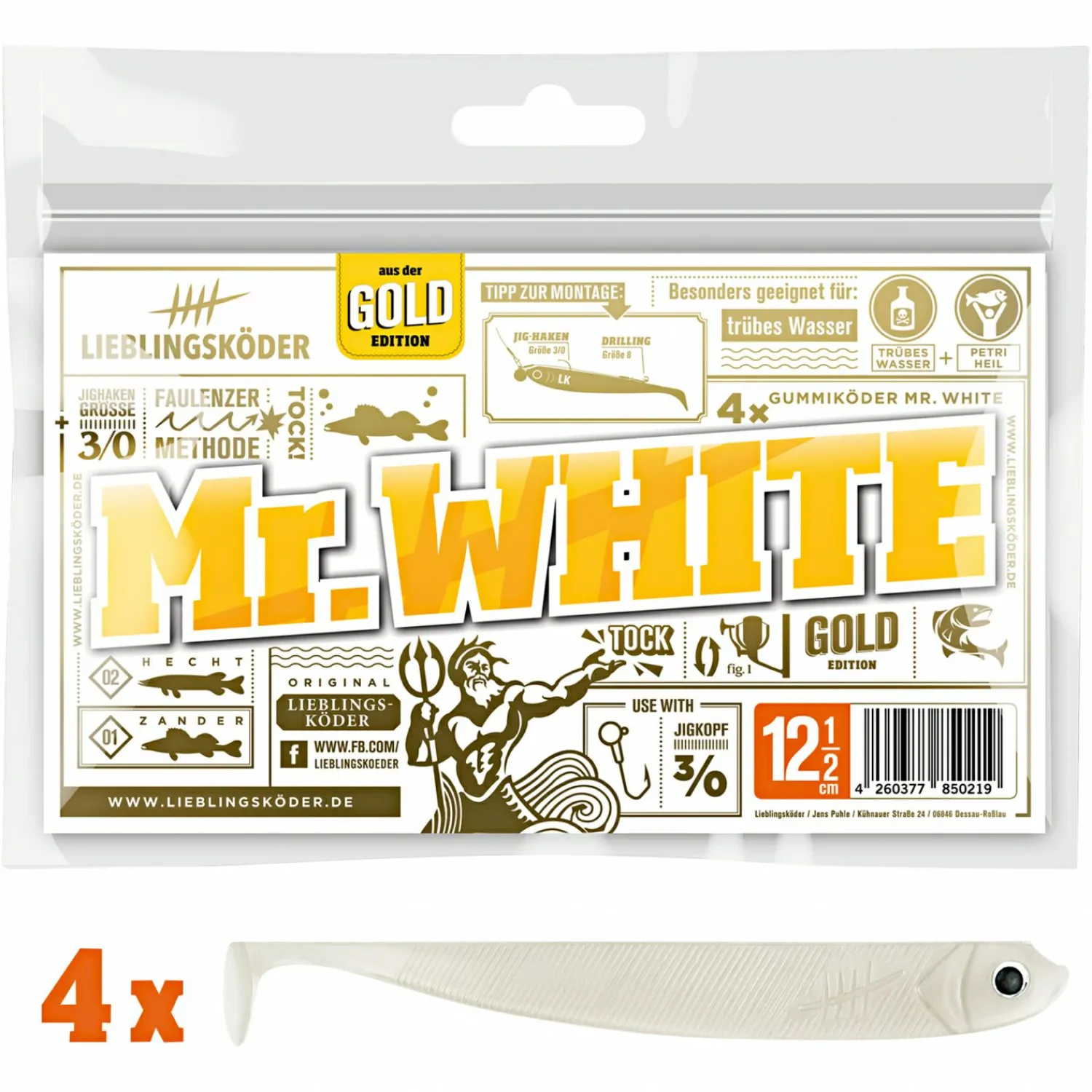 Clearance Lieblingsköder Gummifisch Zanderköder (12,5 cm, Mr. White) Gummiköder ·Gummifische & Shads|Raubfischangeln Kunstköder