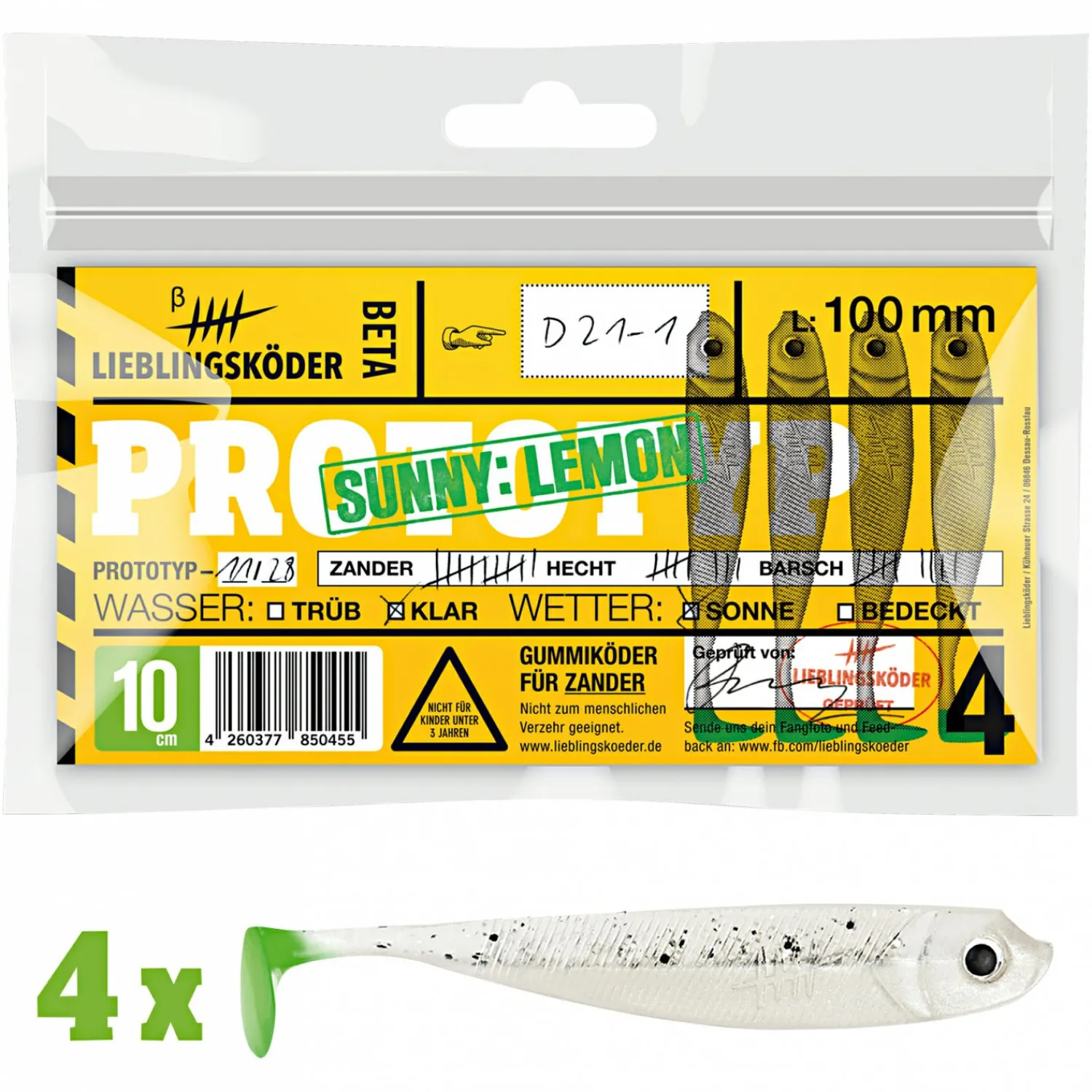 Lieblingsku00f6der Lieblingsköder Gummifisch Zanderköder (10 cm, Sunny Lemon)< Gummiköder ·Gummifische & Shads|Raubfischangeln Kunstköder