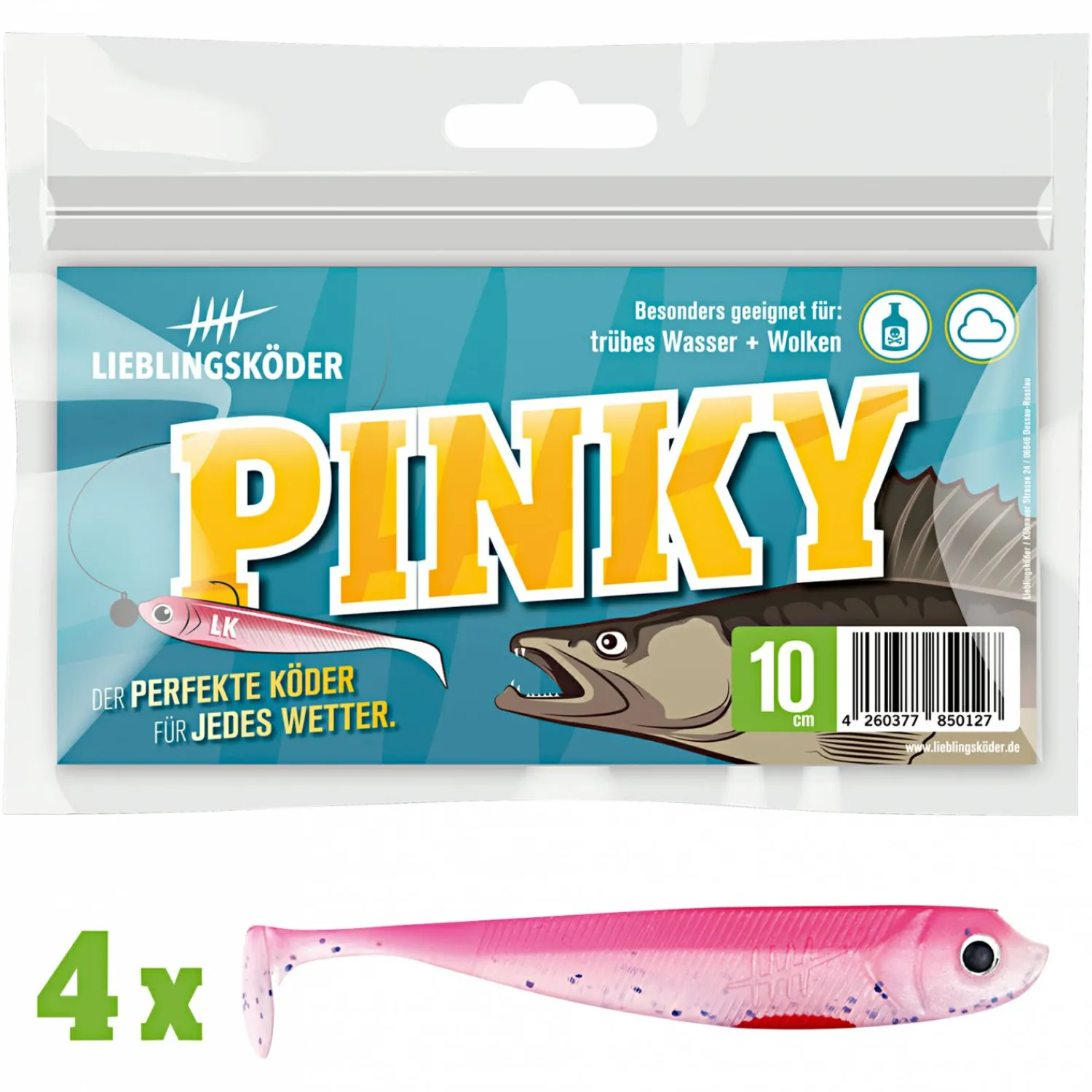 Discount Lieblingsköder Gummifisch Zanderköder (10 cm, Pinky) Gummiköder ·Gummifische & Shads|Raubfischangeln Kunstköder