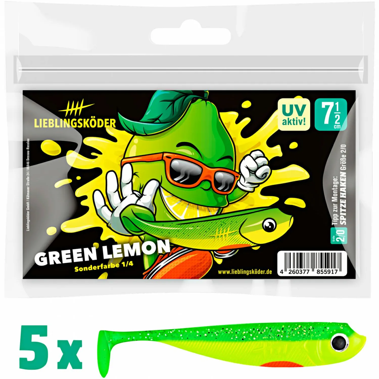 Best Lieblingsköder Lieblingsköder Green Lemon Gummifisch Gummiköder ·Gummifische & Shads|Raubfischangeln Kunstköder