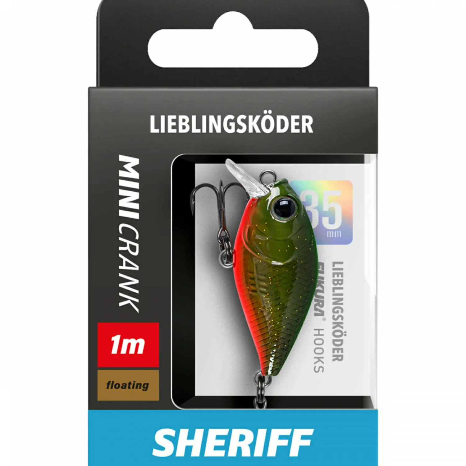 Hot Lieblingsköder Mini Crank (Sheriff) Wobbler|Raubfischangeln Kunstköder