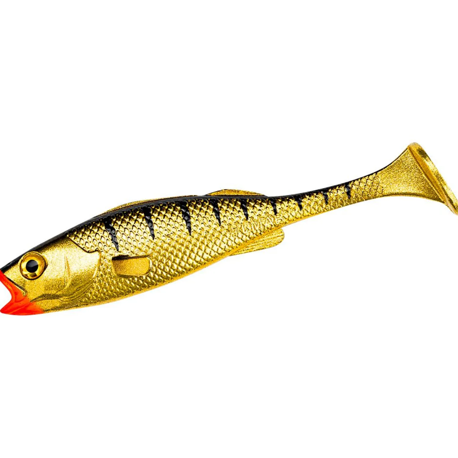 LMAB KØFI Perch Shad (Gold Tiger)< Gummiköder ·Gummifische & Shads
