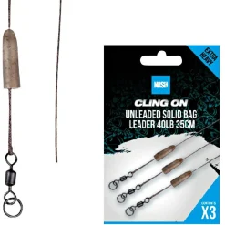 Ready Tied Unleaded Solid Bag Leader 35cm Karpfenangeln-Zubehör