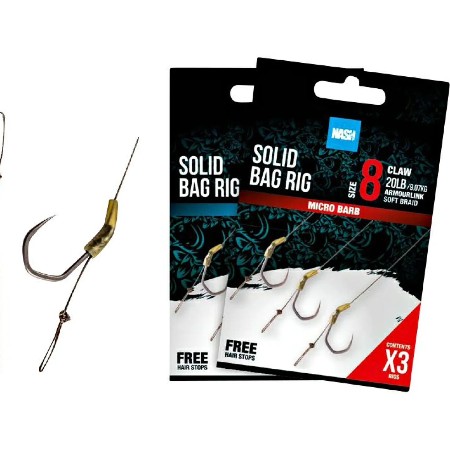 Nash Solid Bag Rig, Barbed< Karpfenangeln-Zubehör