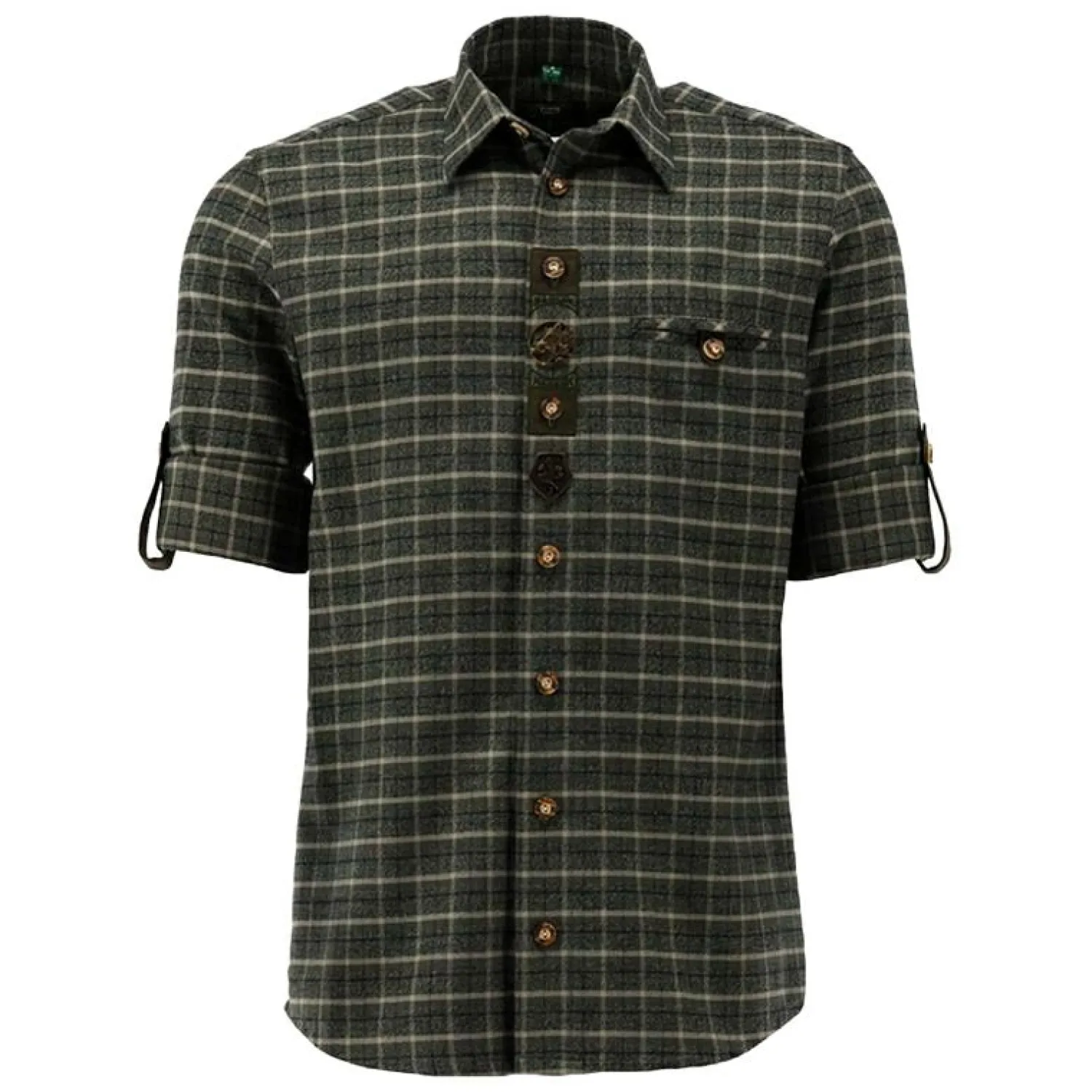 OS Trachten Hemd 1/1 Arm Regular Fit Herren (Trachtengrün)< Outdoor- & Angelhemden