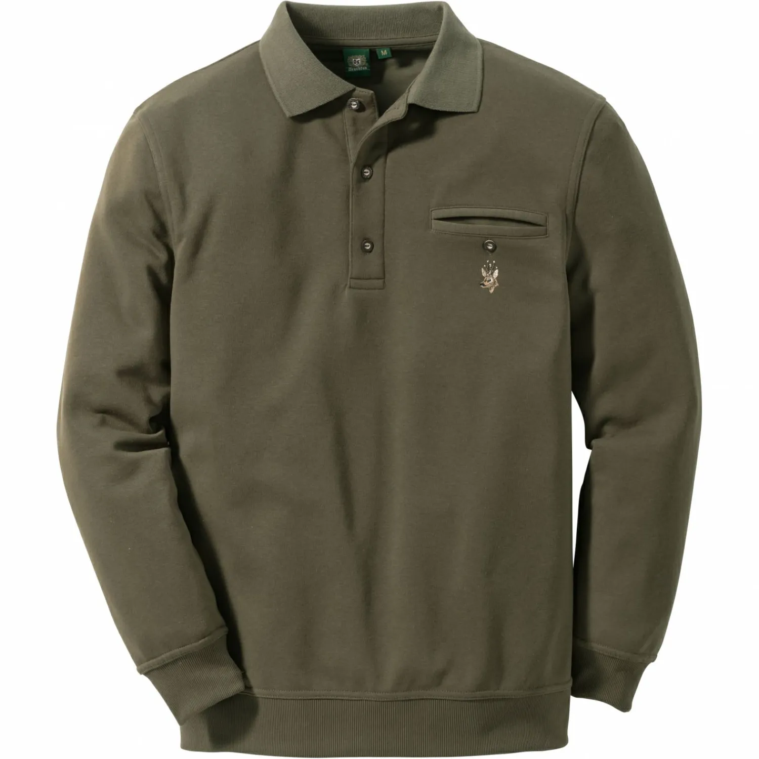 OS Trachten Rizapa Sweatshirt 1/1 Arm Herren (Oliv)< Angel-Poloshirts & Langarmshirts