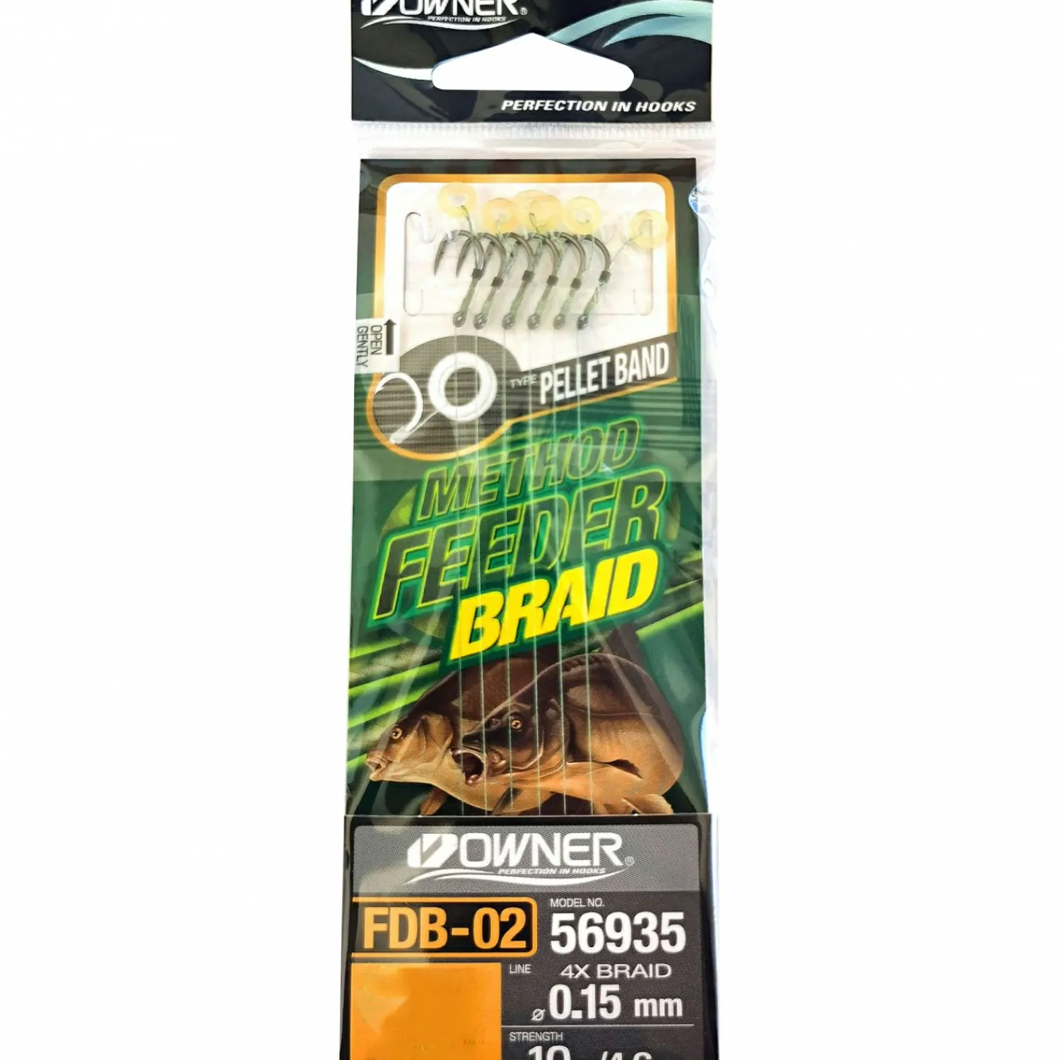 Owner Method Feeder Haken mit 4-Fach geflochtener Schnur (Pelletband)< Angelhaken|Friedfischangeln-Zubehör