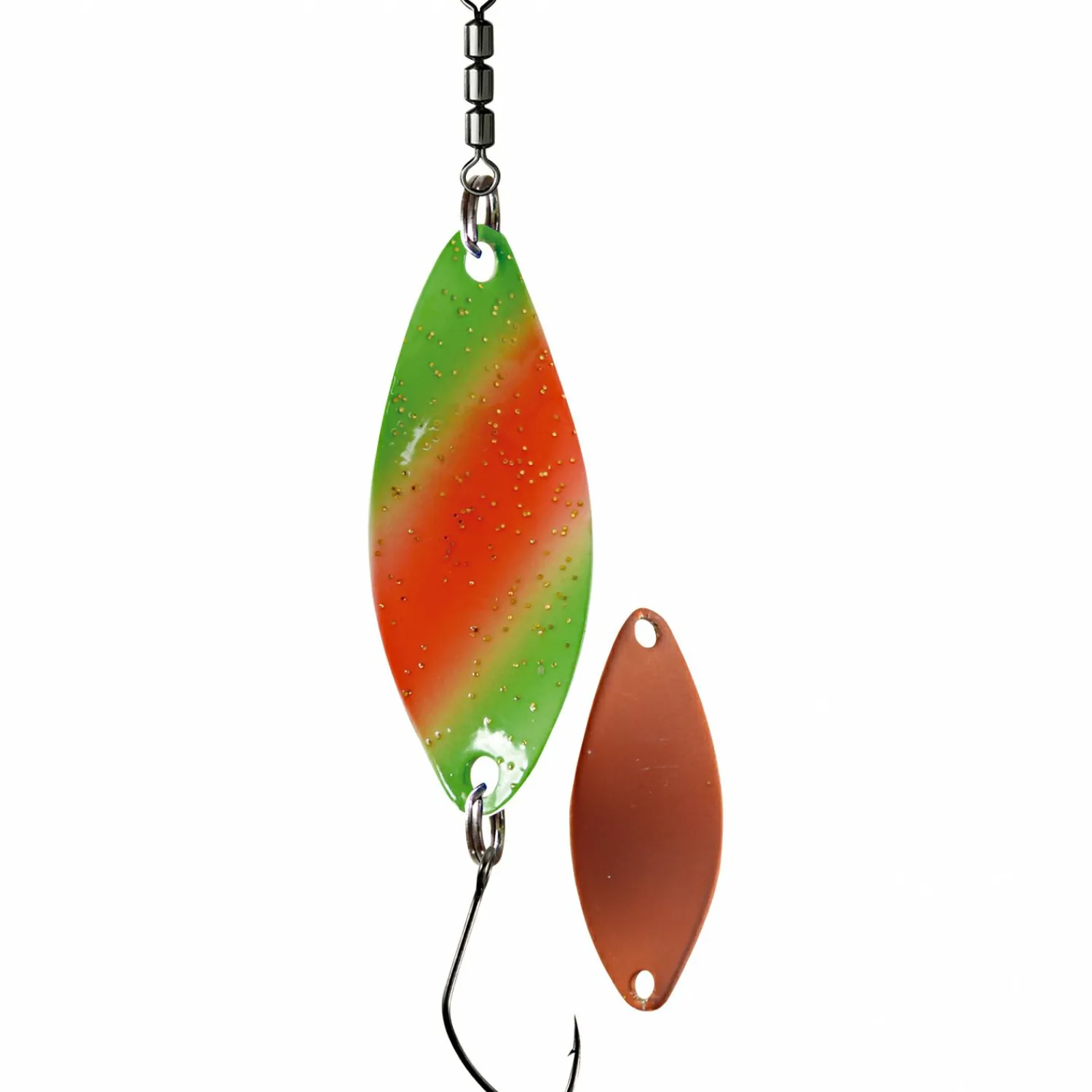 Rotor Spoon Slow Action (Orange-Grün/Kupfer) Forellenangeln-Zubehör|Trout Spoons