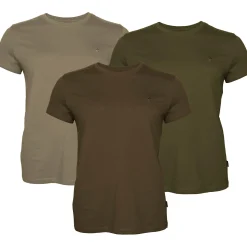 Best 3er-Set: T-Shirts Damen (Green/H.Brown/Khaki) Damen Damen Angelshirts & -Oberteile