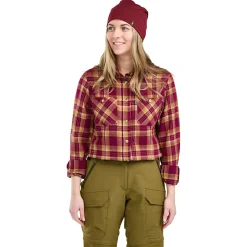 Pinewood Felicia Shirt Damen (Burgundy/Olive Green)<Damen Damen Angelshirts & -Oberteile