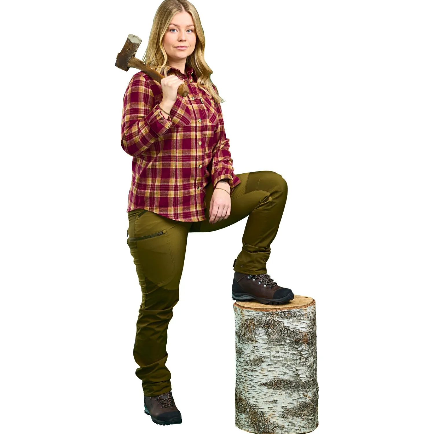 Pinewood Felicia Shirt Damen (Burgundy/Olive Green)<Damen Damen Angelshirts & -Oberteile
