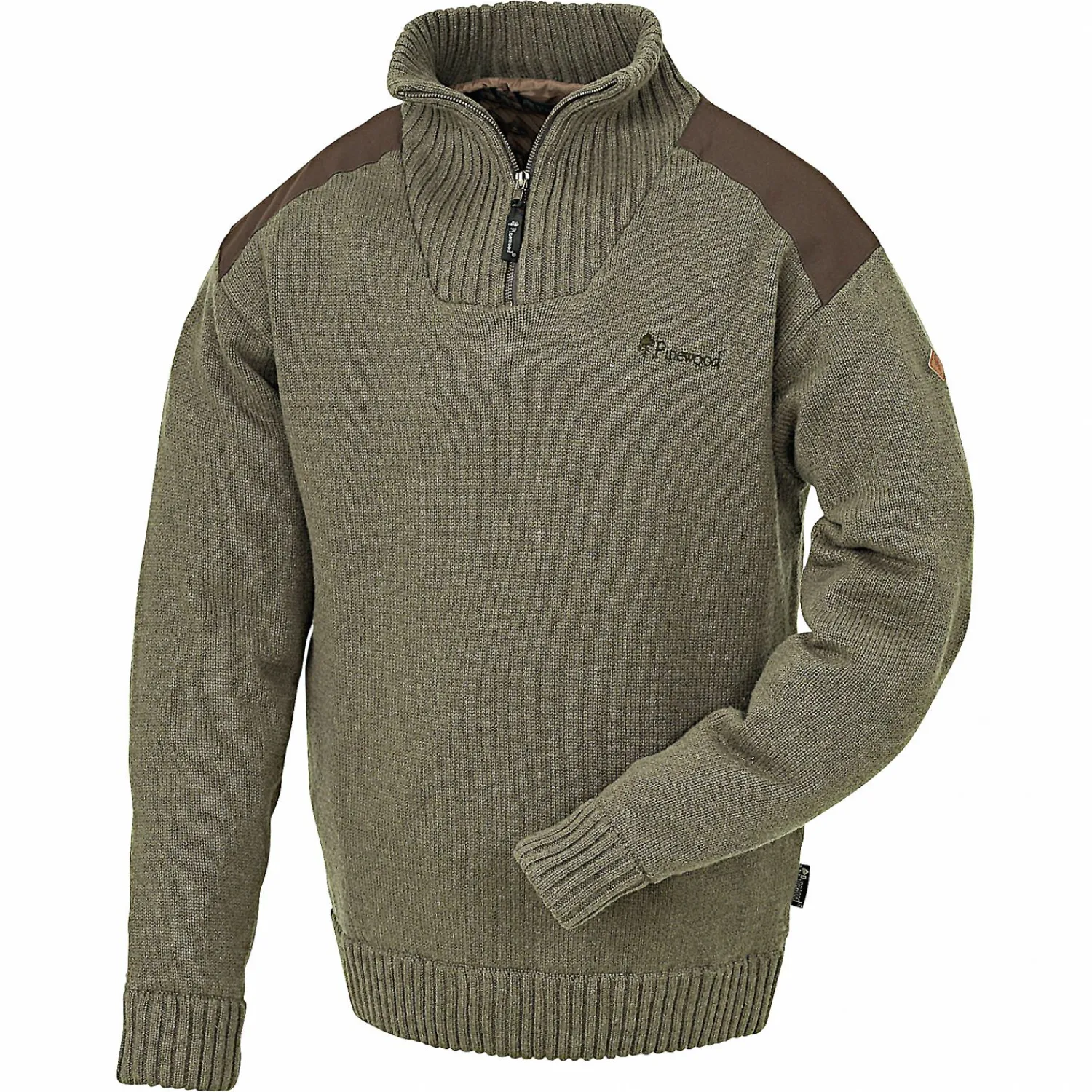 Pinewood New Stormy Sweater Herren (Brown Melange)< Angelpullover & -Strickjacken
