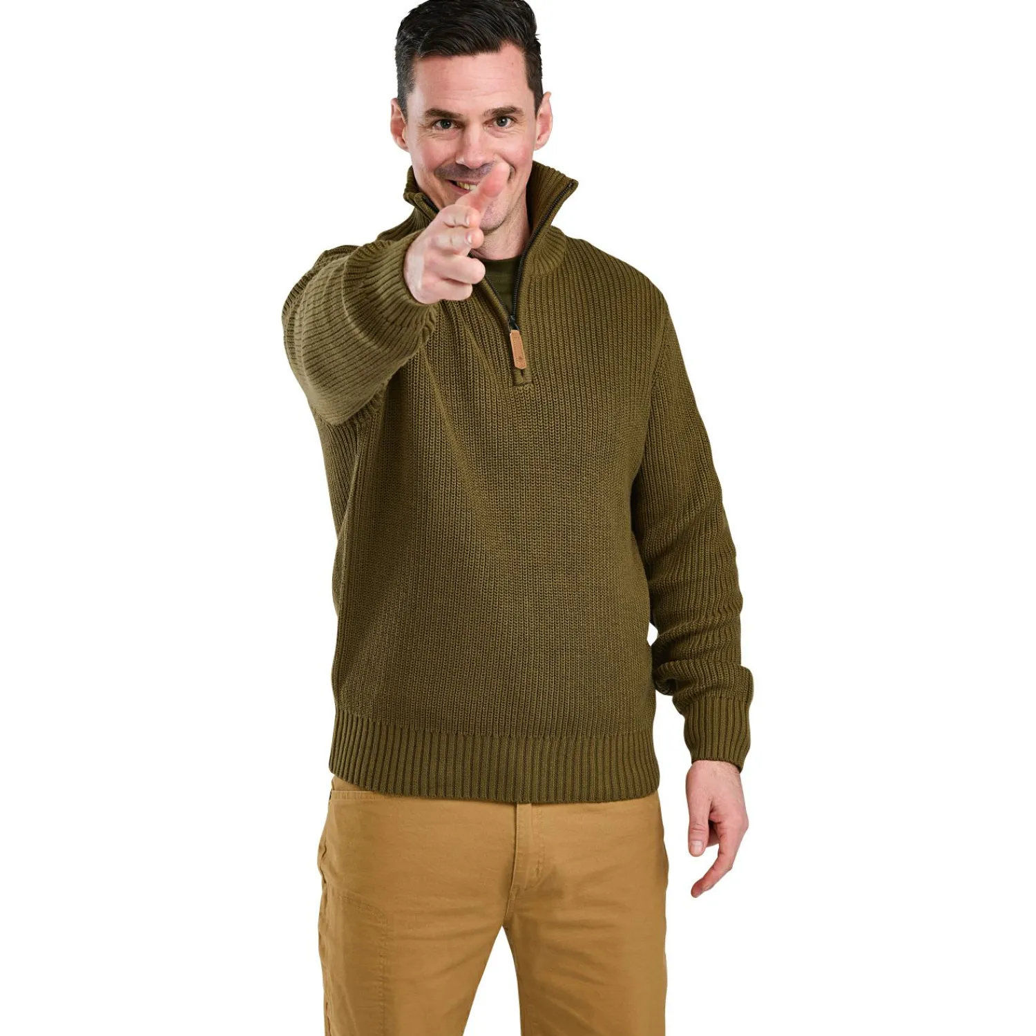 Pinewood Philip Knitted Sweater Herren (Olive Green)< Angelpullover & -Strickjacken