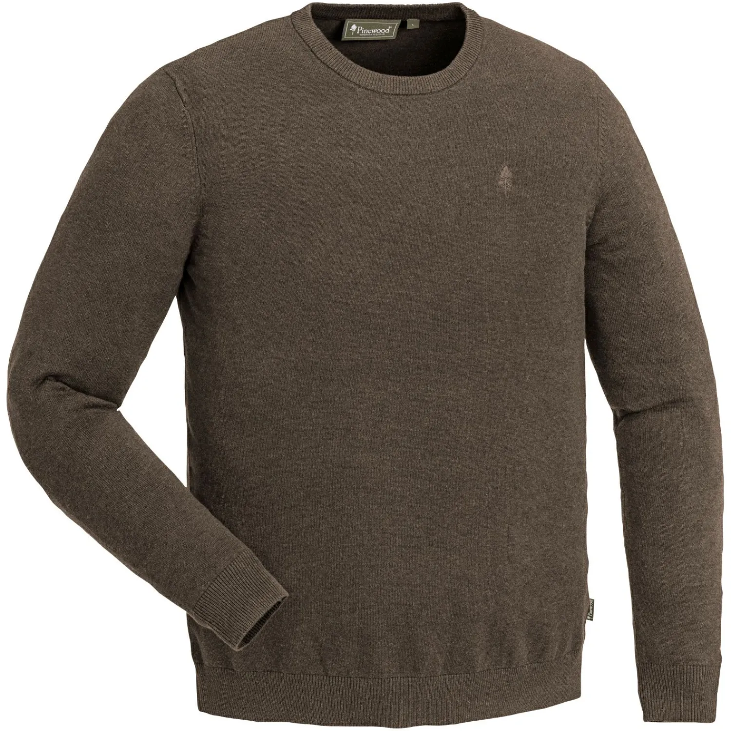 Outlet Värnamo Crewneck Knitted Sweater Herren (Brown Melange) Angelpullover & -Strickjacken