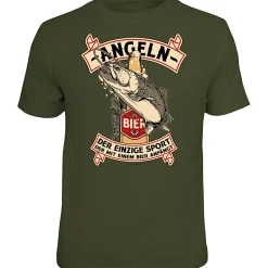 Sale "Angeln - Der einzige Sport, der mit einem Bier anfängt" T-Shirt Herren (Oliv) Angelshirts & Angel-Oberteile