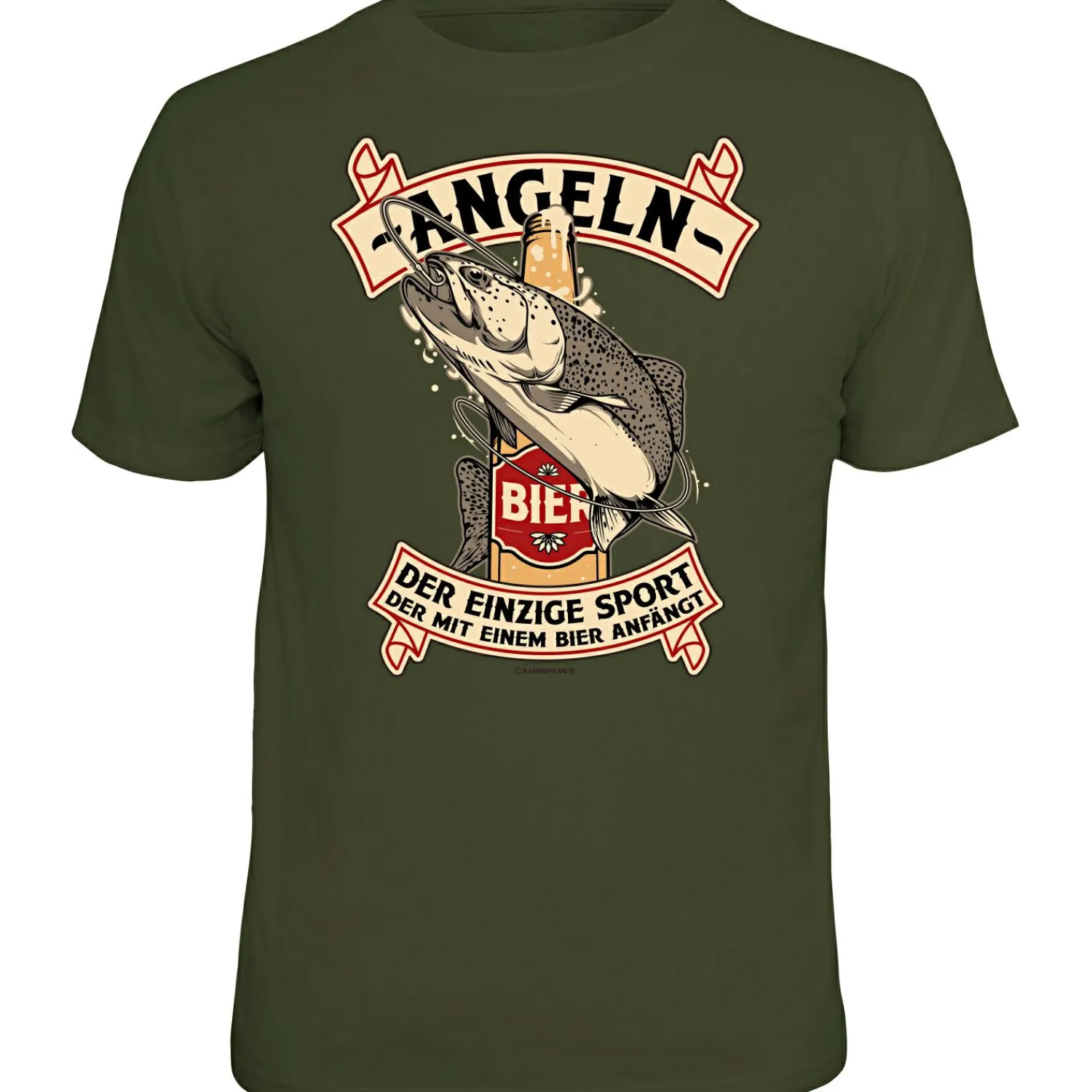 Sale "Angeln - Der einzige Sport, der mit einem Bier anfängt" T-Shirt Herren (Oliv) Angelshirts & Angel-Oberteile