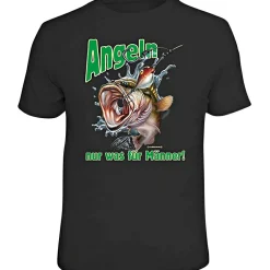 Rahmenlos "Angeln - nur was für Männer!" T-Shirt Herren (Schwarz)< Angelshirts & Angel-Oberteile