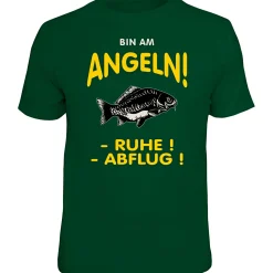 Rahmenlos "Bin am Angeln!" T-Shirt Herren (Grün)< Angelshirts & Angel-Oberteile
