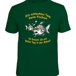 Online "Ein schlechter Tag beim Fischen…" T-Shirt Herren (Grün) Angelshirts & Angel-Oberteile