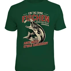 New "Ein Tag ohne Fischen…" T-Shirt Herren (Grün) Angelshirts & Angel-Oberteile