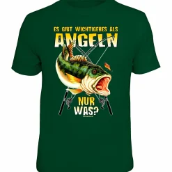 Rahmenlos "Es gibt Wichtigeres als Angeln, nur was?" T-Shirt Herren (Grün)< Angelshirts & Angel-Oberteile