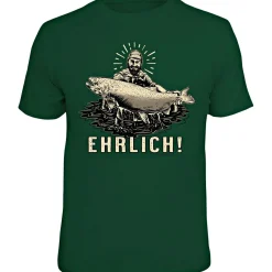 Rahmenlos "Guter Fang - Ehrlich" T-Shirt Unisex (Grün)< Angelshirts & Angel-Oberteile