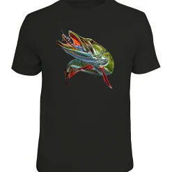Sale "Hecht" T-Shirt Herren (Schwarz) Angelshirts & Angel-Oberteile