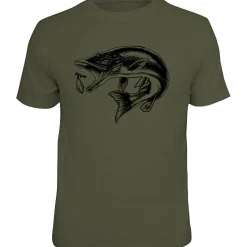 New "Hecht" T-Shirt Herren (Oliv) Angelshirts & Angel-Oberteile