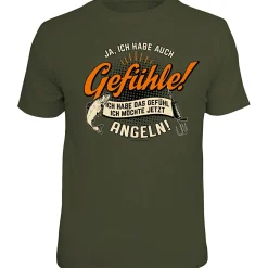 Rahmenlos "Ich habe das Gefühl, ich möchte jetzt angeln" T-Shirt Unisex (Grün)< Angelshirts & Angel-Oberteile