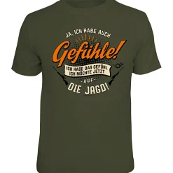 Rahmenlos "Ja, ich habe auch Gefühle" T-Shirt Unisex (Oliv)< Angelshirts & Angel-Oberteile